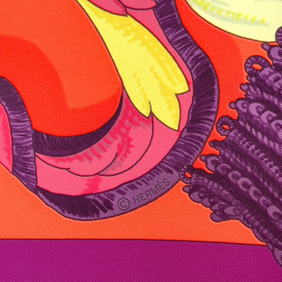 NWT Hermes Scarf "Le Mors à la Conétable" in Orange - Picture 6 of 11